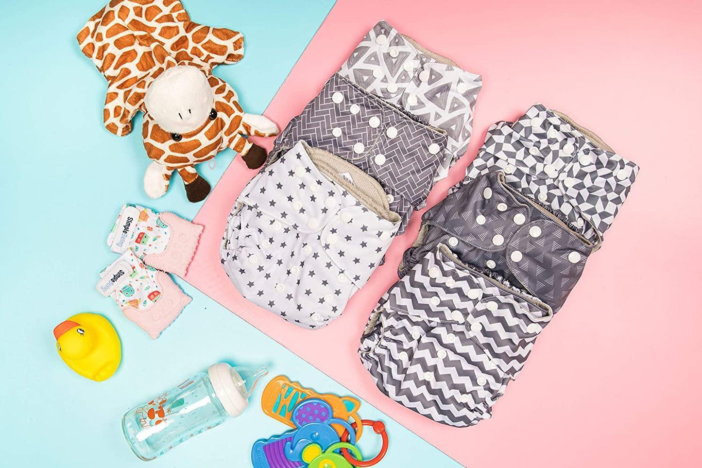 The Simple 6 Value Pack With Wetbag (Geometrics) Cloth Diapers Simple Being