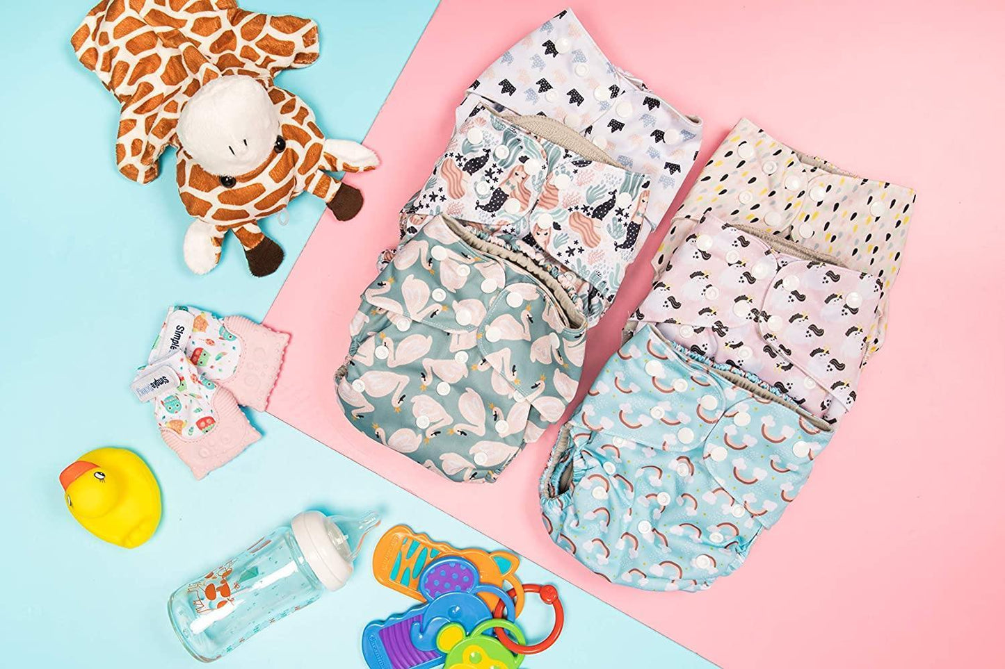 The Simple 6 Value Pack With Wetbag (Whimsical) Cloth Diapers Simple Being