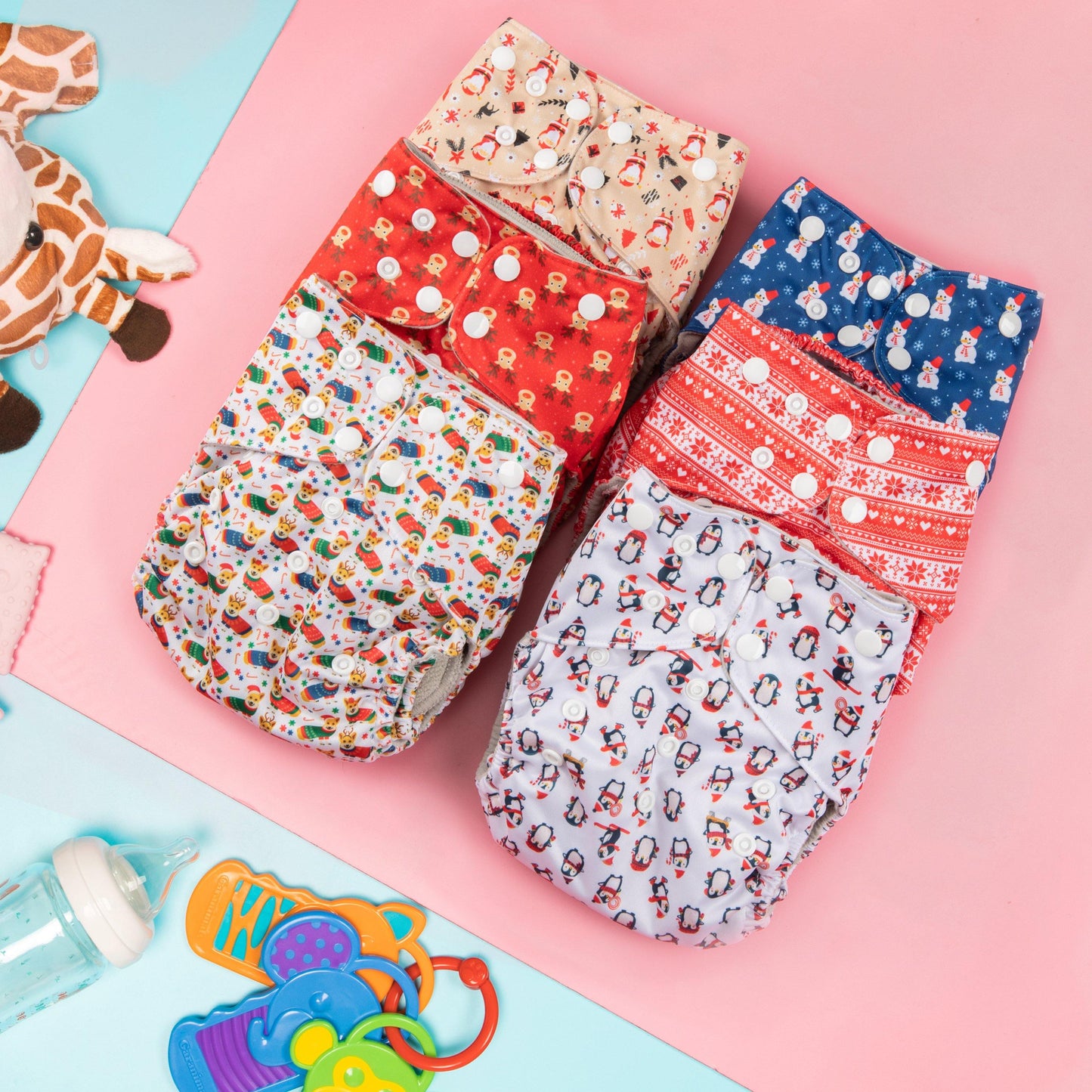 6 Pack Starter Set - Christmas - Simple Being Diapers
