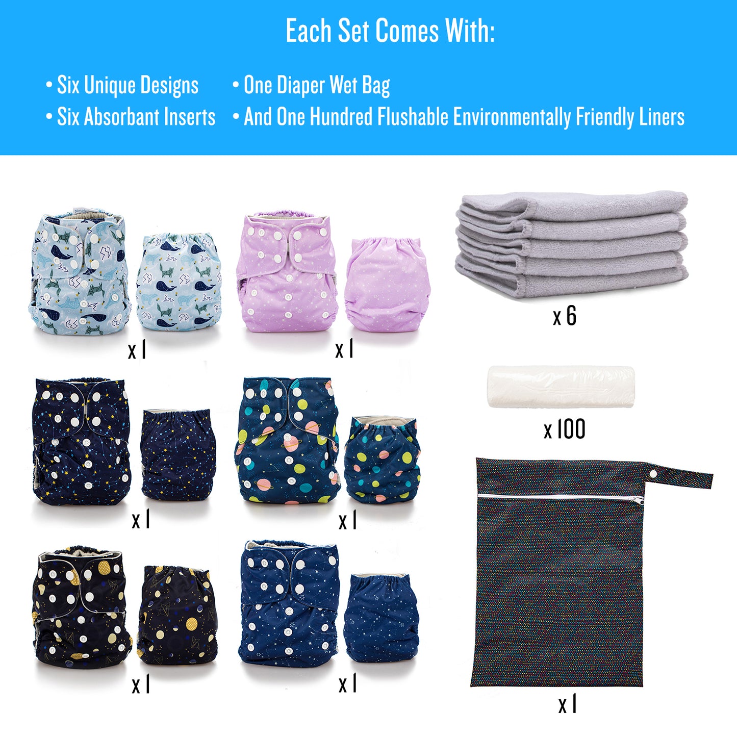 The Simple 6 Value Pack With Wetbag (Constellation)