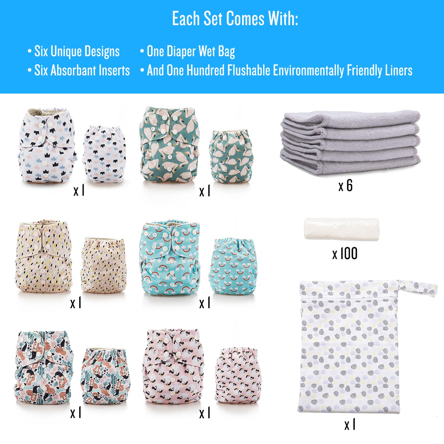 The Simple 6 Value Pack With Wetbag (Whimsical)