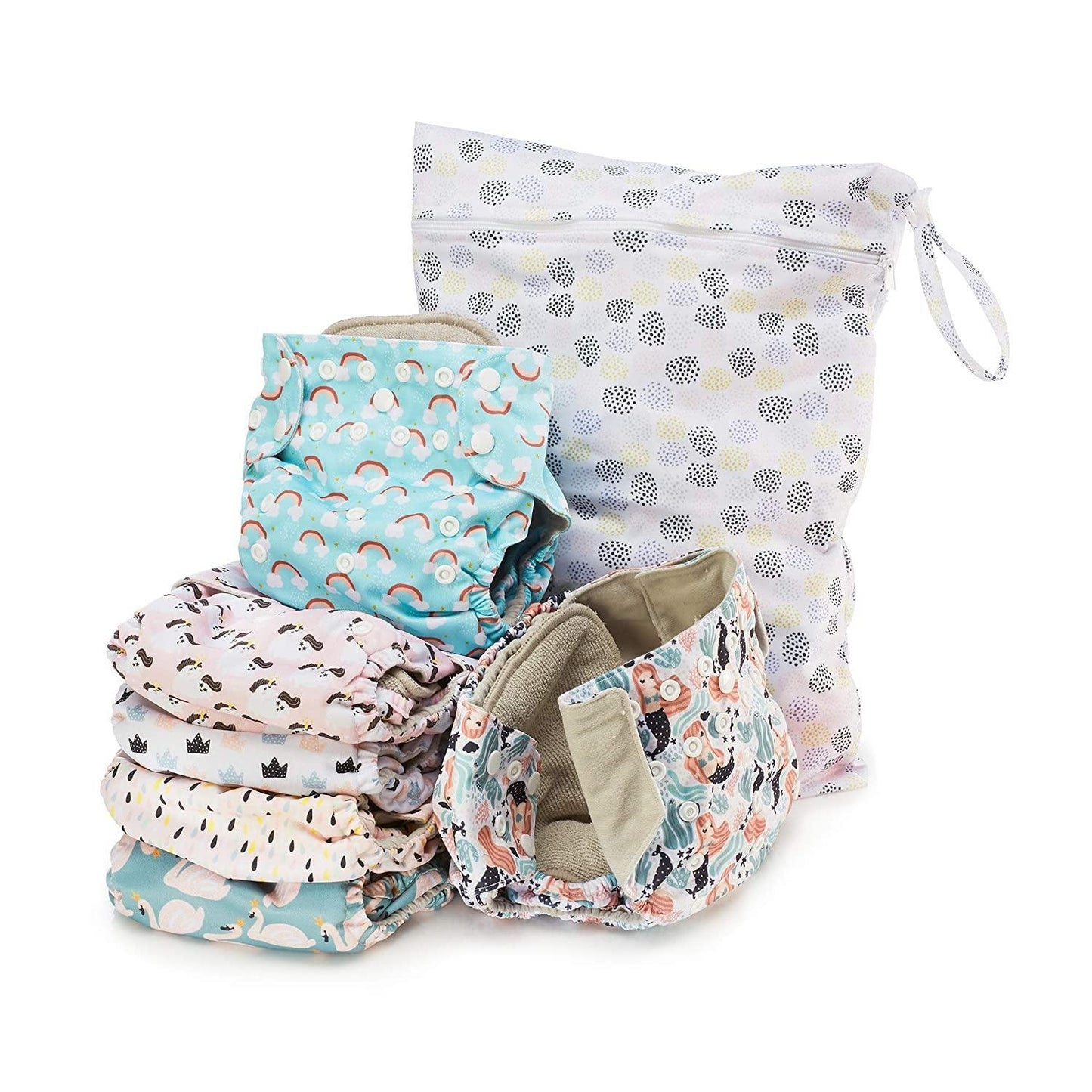 The Simple 6 Value Pack With Wetbag (Whimsical) Cloth Diapers Simple Being 