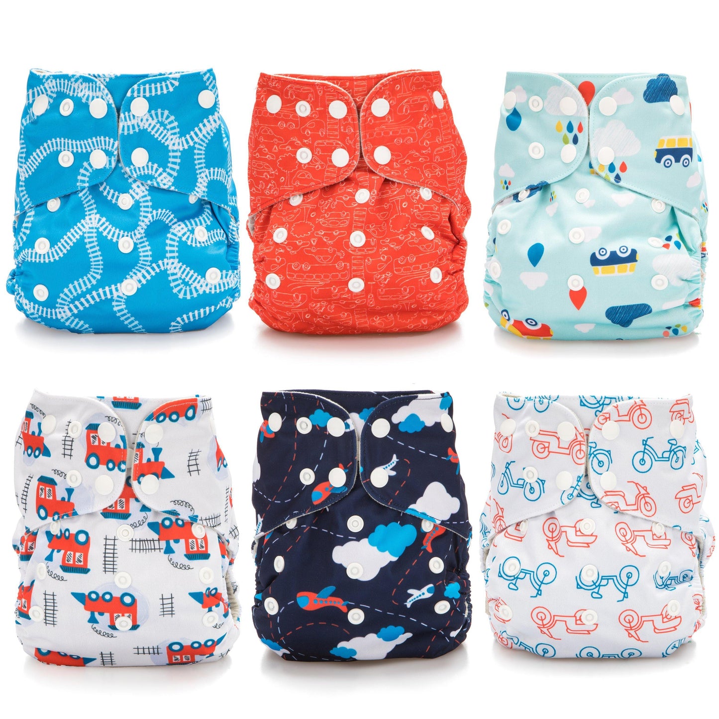 The Simple 6 Value Pack With Wetbag (Planes/Trains) Cloth Diapers Simple Being 