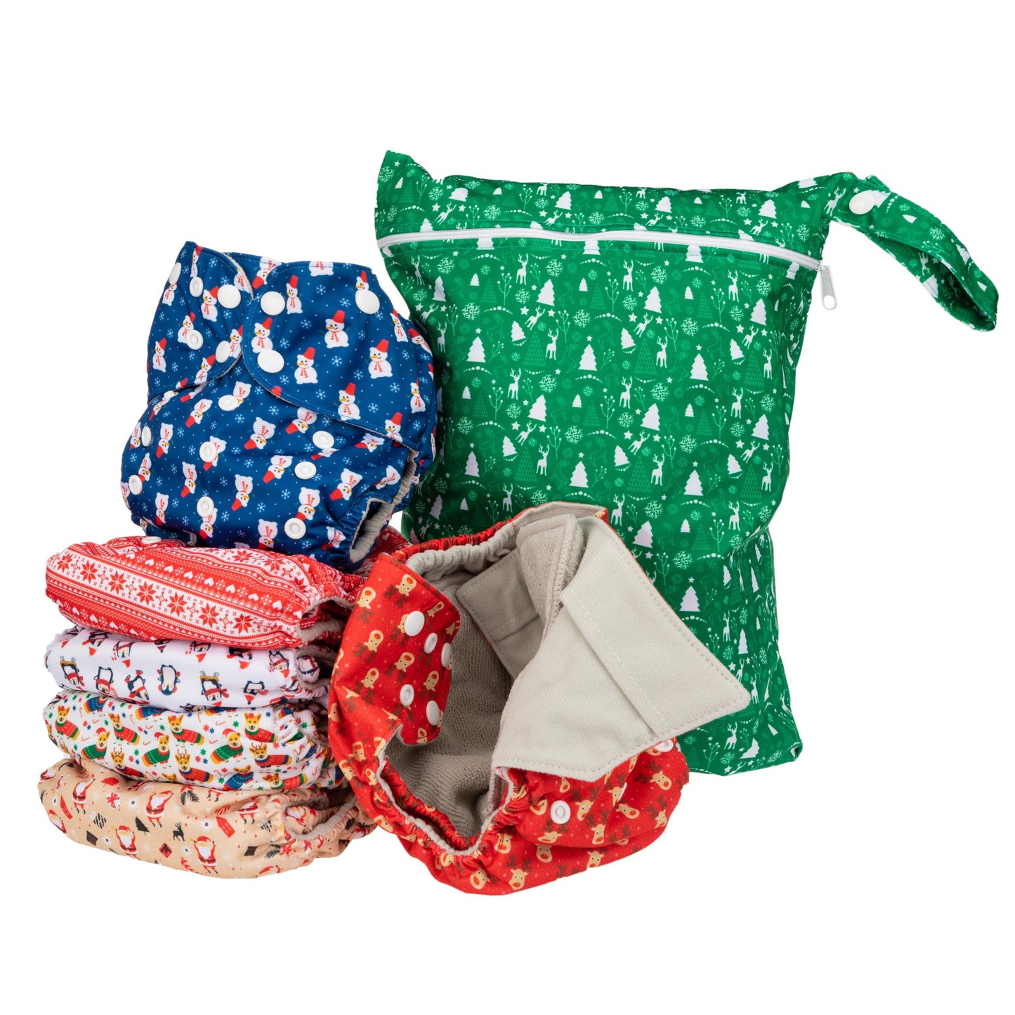 6 Pack Starter Set - Christmas - Simple Being Diapers