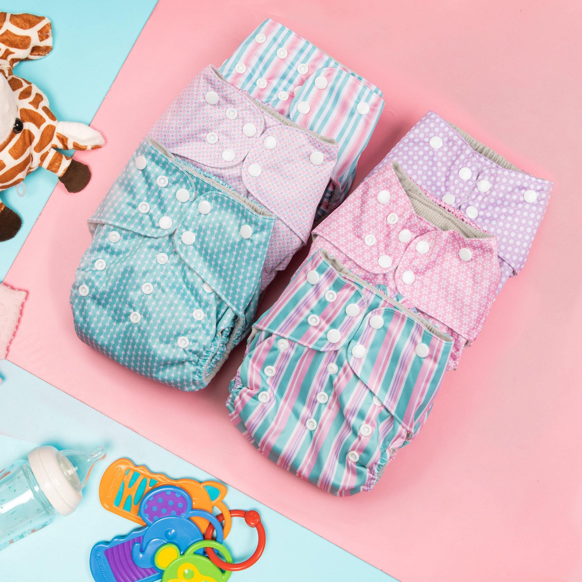 6 Pack Starter Set - Girls Stripe - Simple Being Diapers
