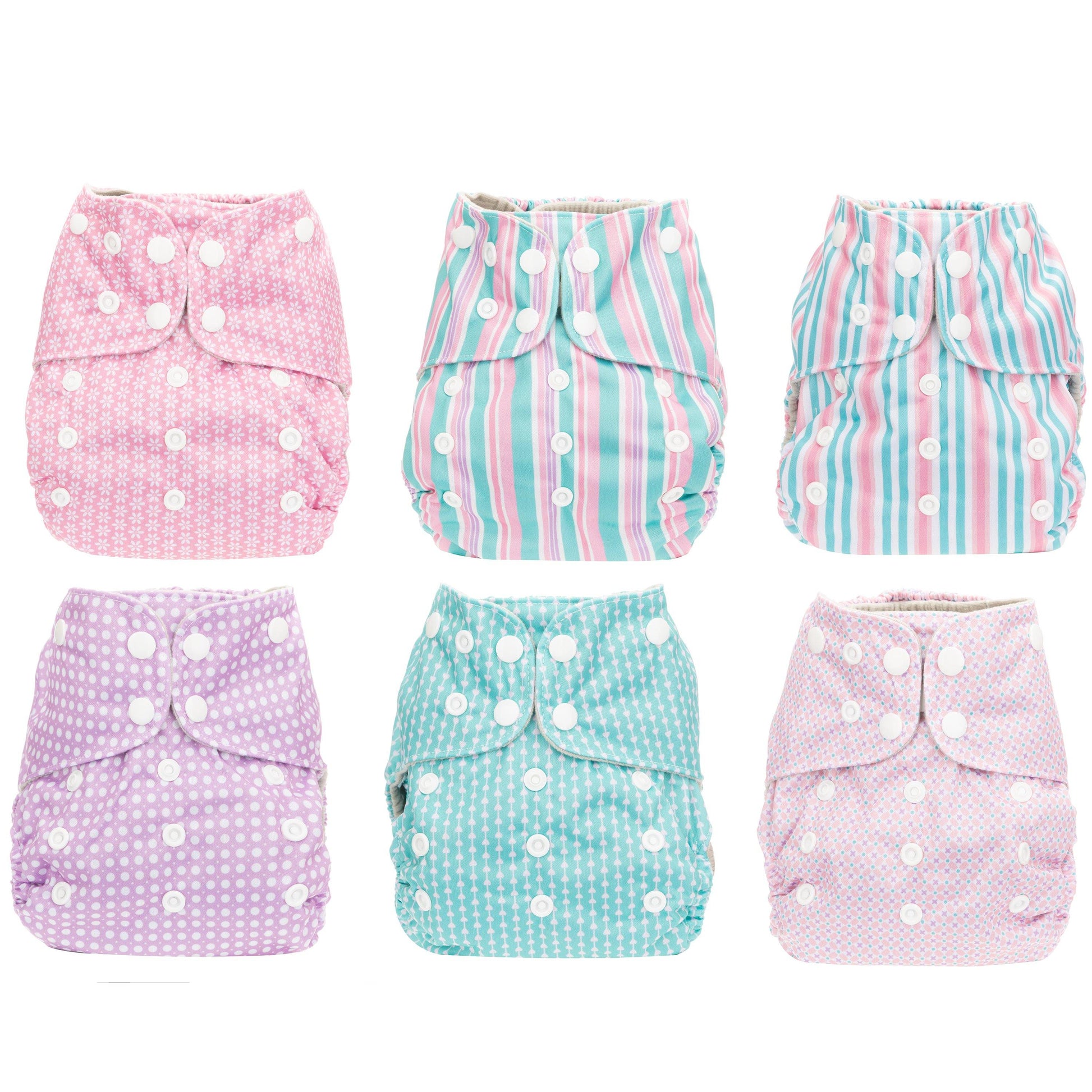 6 Pack Starter Set - Girls Stripe - Simple Being Diapers